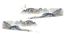 中國風清新山水畫裝飾元素