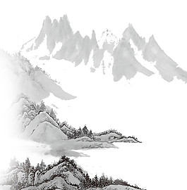 中國風清新水墨山水裝飾元素