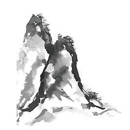 中国风灰色山峰水墨山水装饰元素