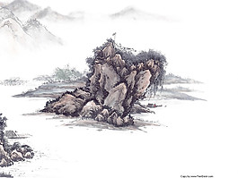 中國(guó)風(fēng)群山水墨山水裝飾元素