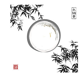 中国风黑色柳叶水墨山水装饰元素