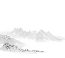 中國風(fēng)霧氣繚繞水墨山水裝飾元素