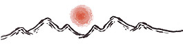 中國(guó)風(fēng)紅色夕陽(yáng)水墨山水裝飾元素