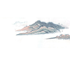 中國風霞光水墨山水裝飾元素