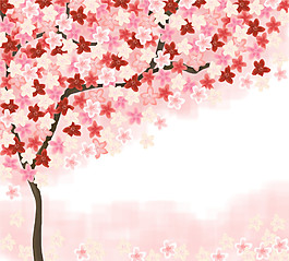 清新風(fēng)格紅色花瓣櫻花裝飾元素