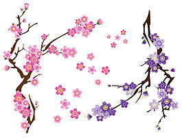 清新風(fēng)格紫色櫻花裝飾元素