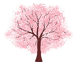 清新風(fēng)格紅褐色樹干櫻花裝飾元素