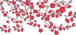 清新風(fēng)格鮮紅色花朵櫻花裝飾元素