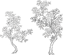 清新素描櫻花裝飾元素