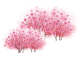 清新婉約粉色樹(shù)木櫻花裝飾元素
