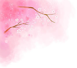 清新风格白色小花樱花装饰元素