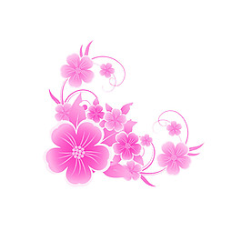 清新風格深粉色櫻花裝飾元素