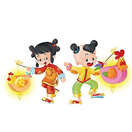 新春卡通人物圖案png元素
