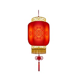 藝術(shù)紅色燈籠新年裝飾png素材
