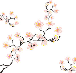 清新风格橘色花朵樱花装饰元素
