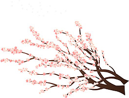 清新風(fēng)格褐色花枝櫻花裝飾元素