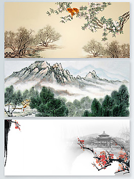 中國(guó)風(fēng)水墨畫展板背景圖