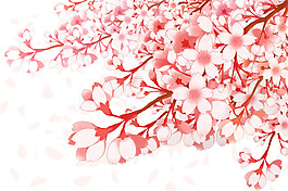 清新浪漫桃紅色花瓣櫻花裝飾元素