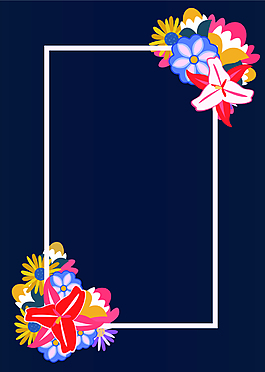 矢量花朵藍色海報