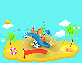 矢量夏日海洋风促销背景