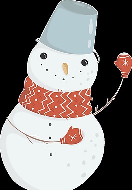 紅色圍巾雪人透明卡通冬天免扣素材