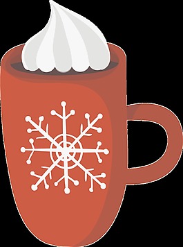 雪山咖啡透明卡通冬天免扣素材