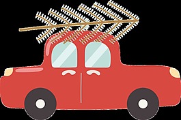 圣誕小汽車圣誕節(jié)卡通透明素材