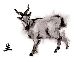 水墨羚羊裝飾矢量素材