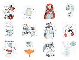圣誕雪人圣誕節(jié)卡通矢量素材