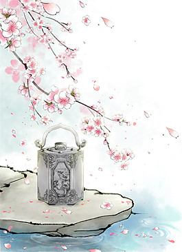 唯美花枝圖案元素