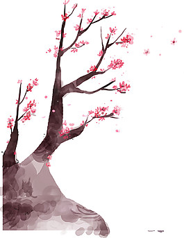 彩繪梅花枝圖案元素
