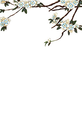 白色花枝圖案元素