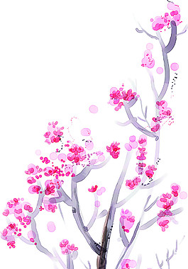 彩繪花枝圖案元素