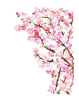 彩繪桃花圖案元素