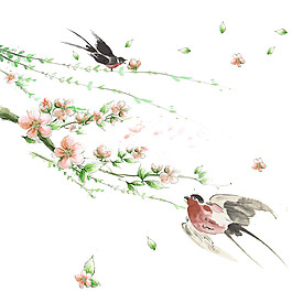 彩色花鳥圖案元素