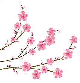 粉色桃花枝圖案元素