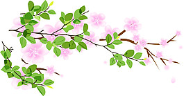 彩色桃花圖案元素