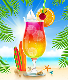 夏日雞尾酒矢量海報