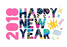 新年快樂(lè)2018年創(chuàng)意文字設(shè)計(jì)矢量素材