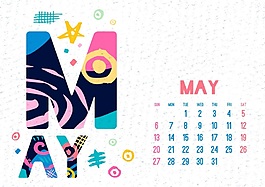 五月2018年日歷設(shè)計(jì)矢量素材