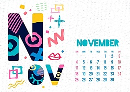 十一月2018年日歷設計矢量素材
