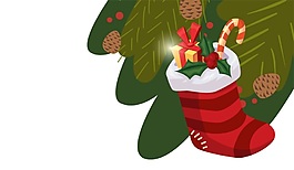 枝葉圣誕襪卡通高清矢量素材