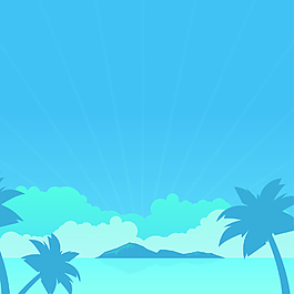 藍色夏季沙灘度假海報矢量背景