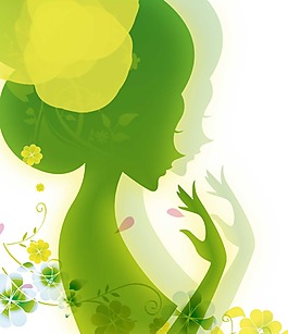 卡通創(chuàng)意綠色美女png元素