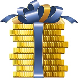 卡通金色禮物png元素