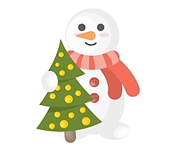 卡通雪松雪人png元素
