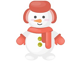 粉色圍巾手套雪人png元素