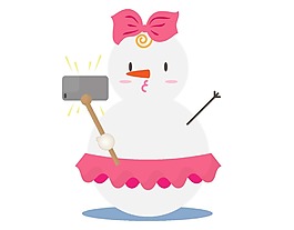 卡通粉色雪人png元素