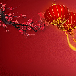 2018新年梅花灯笼主图设计模板