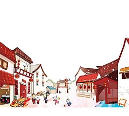 中國風(fēng)新年紅色建筑元素